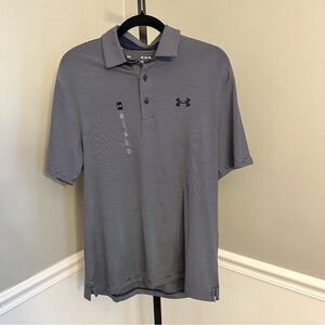 Under Armour Men's Size Medium Playoff 3.0 DriFIT Stripe Polo UPF 40+ Golf Shirt